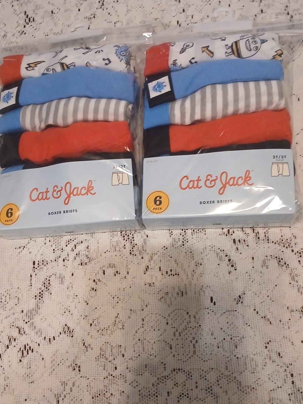Cat & Jack Boy's Boxer Brief 6-Pack - Blue, Red, Gray, White 2packs